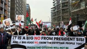المصريين فى لندن يعلنون رفضهم لسياسة تهجير الفلسطنيين