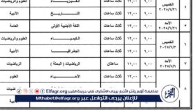 جدول امتحانات الثانوية العامة 2025 – الشعبة الأدبية